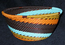 Small African Zulu Telephone Wire Basket Bowl - Retro