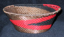 Small African Zulu Telephone Wire Basket/Bowl - Red/Black/Copper